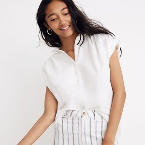 Madewell Central Popover Shirt in Eyelet White